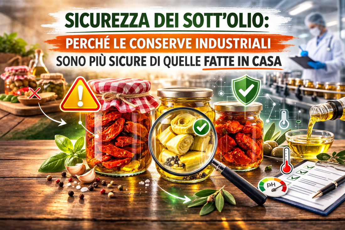 SICUREZZA DEI SOTT’OLIO: PERCHÉ LE CONSERVE INDUSTRIALI SONO PIÙ SICURE DI QUELLE FATTE IN CASA